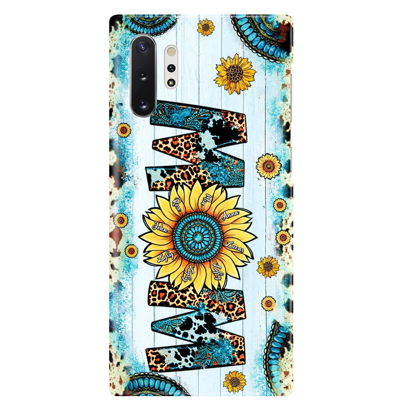 Personalized Mom Sunflower Phone Case - Mother's Day Gift Idea - Up to 8 Kids - Case For iPhone/ Samsung