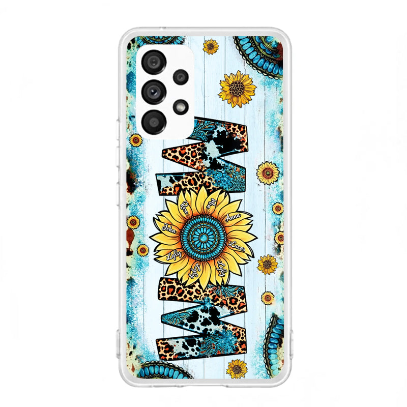 Personalized Mom Sunflower Phone Case - Mother's Day Gift Idea - Up to 8 Kids - Case For iPhone/ Samsung