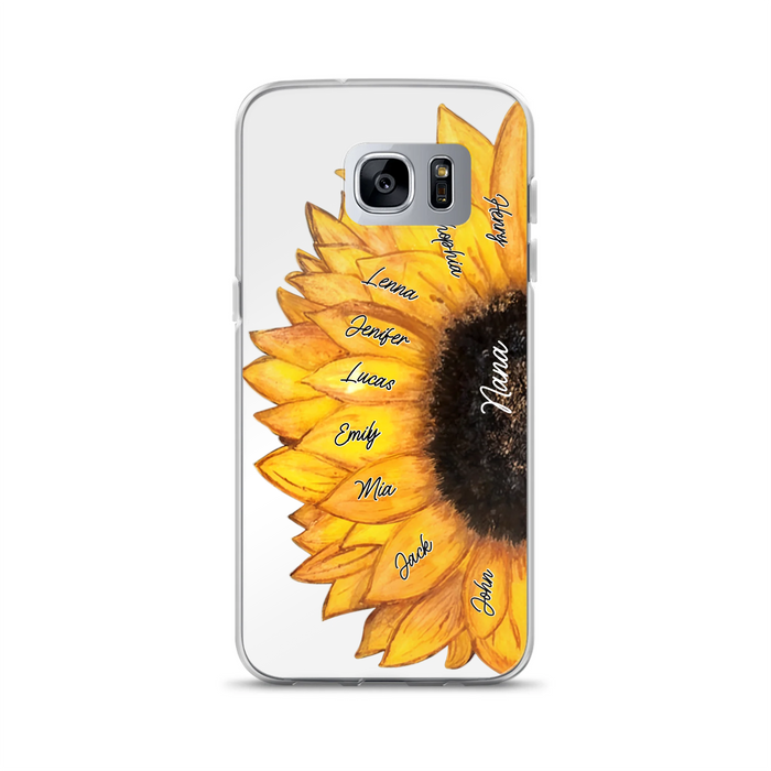 Personalized Sunflower Grandma Phone Case - Up to 9 Kids - Mother's Day Gift Idea for Mom/Grandma