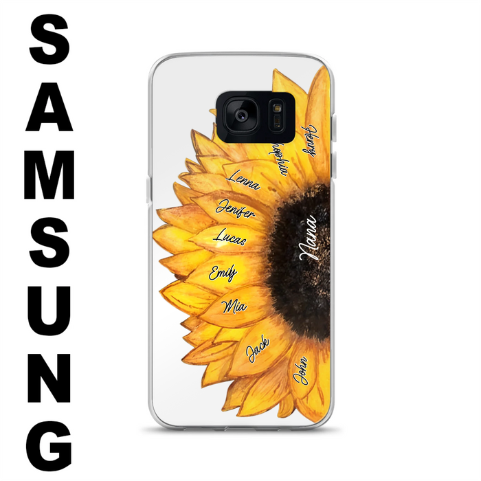 Personalized Sunflower Grandma Phone Case - Up to 9 Kids - Mother's Day Gift Idea for Mom/Grandma