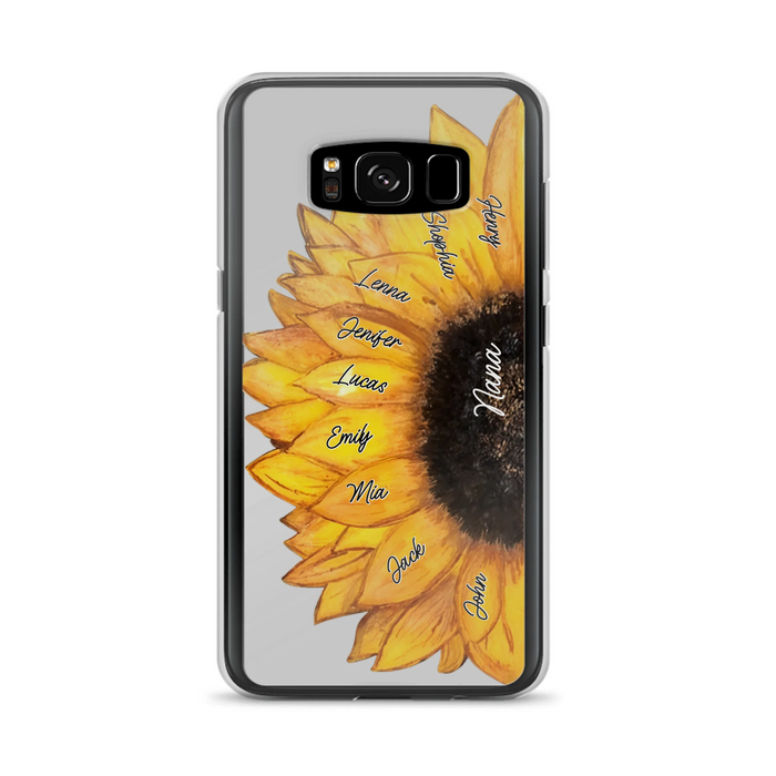 Personalized Sunflower Grandma Phone Case - Up to 9 Kids - Mother's Day Gift Idea for Mom/Grandma