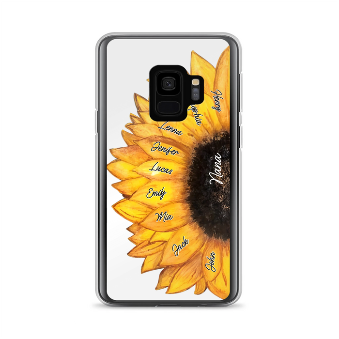 Personalized Sunflower Grandma Phone Case - Up to 9 Kids - Mother's Day Gift Idea for Mom/Grandma