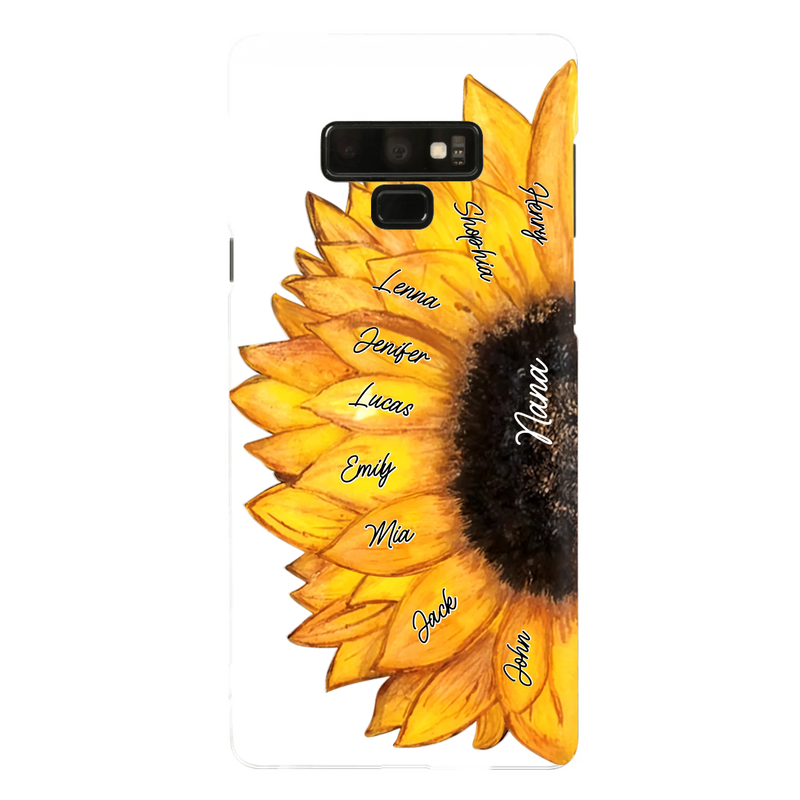 Personalized Sunflower Grandma Phone Case - Up to 9 Kids - Mother's Day Gift Idea for Mom/Grandma