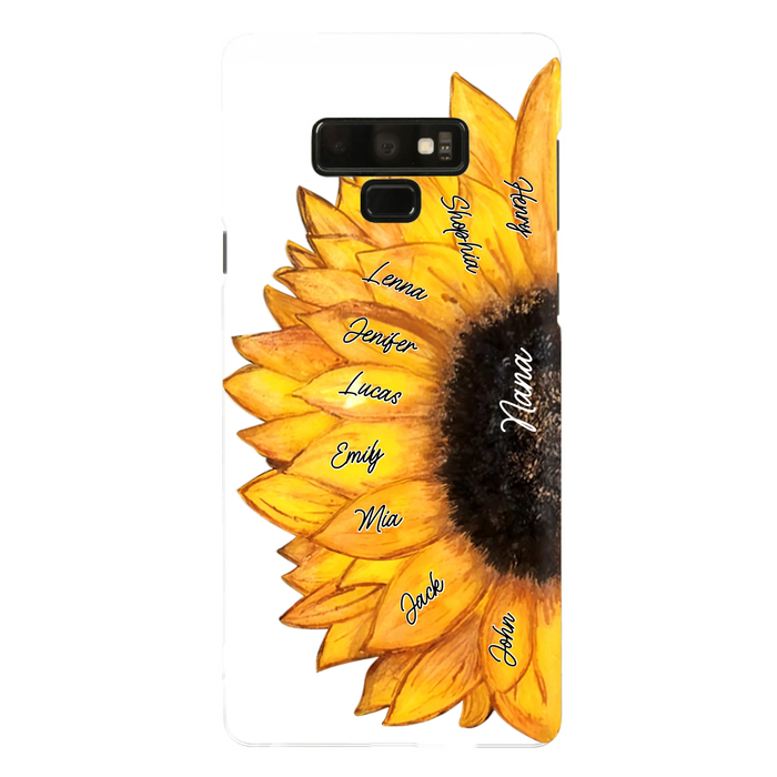 Personalized Sunflower Grandma Phone Case - Up to 9 Kids - Mother's Day Gift Idea for Mom/Grandma