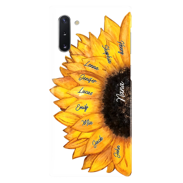 Personalized Sunflower Grandma Phone Case - Up to 9 Kids - Mother's Day Gift Idea for Mom/Grandma