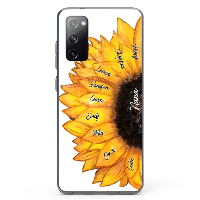 Personalized Sunflower Grandma Phone Case - Up to 9 Kids - Mother's Day Gift Idea for Mom/Grandma