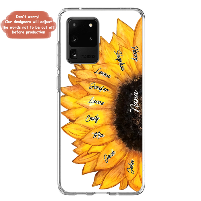 Personalized Sunflower Grandma Phone Case - Up to 9 Kids - Mother's Day Gift Idea for Mom/Grandma