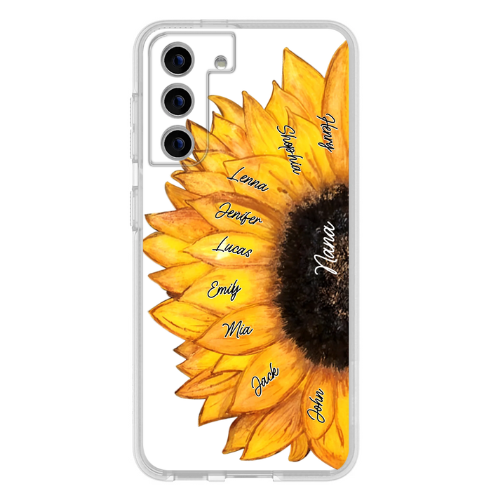 Personalized Sunflower Grandma Phone Case - Up to 9 Kids - Mother's Day Gift Idea for Mom/Grandma