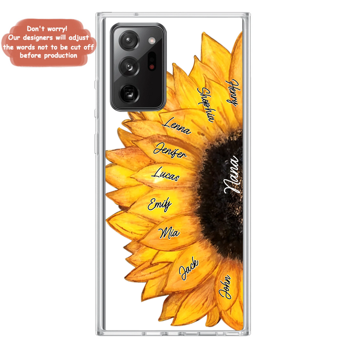 Personalized Sunflower Grandma Phone Case - Up to 9 Kids - Mother's Day Gift Idea for Mom/Grandma