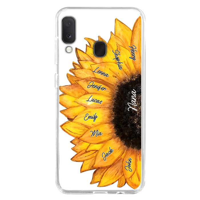 Personalized Sunflower Grandma Phone Case - Up to 9 Kids - Mother's Day Gift Idea for Mom/Grandma