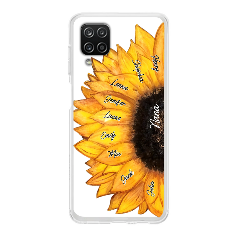 Personalized Sunflower Grandma Phone Case - Up to 9 Kids - Mother's Day Gift Idea for Mom/Grandma