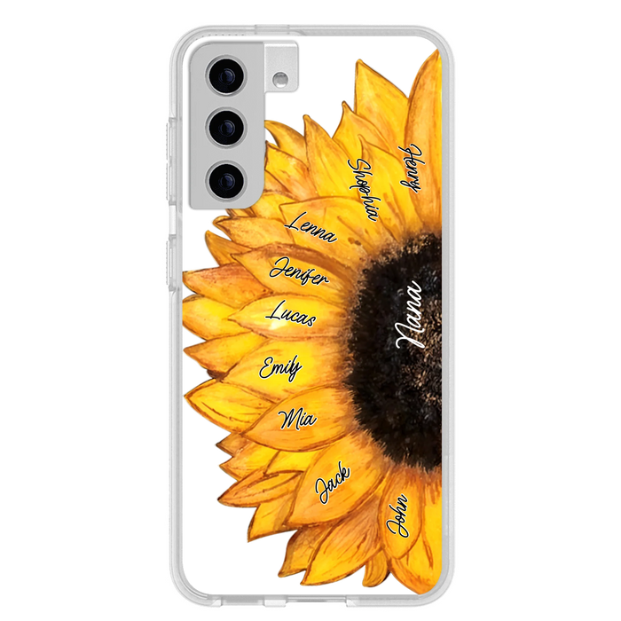 Personalized Sunflower Grandma Phone Case - Up to 9 Kids - Mother's Day Gift Idea for Mom/Grandma