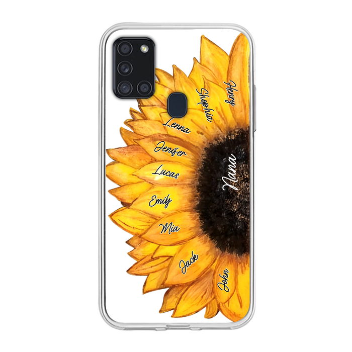 Personalized Sunflower Grandma Phone Case - Up to 9 Kids - Mother's Day Gift Idea for Mom/Grandma