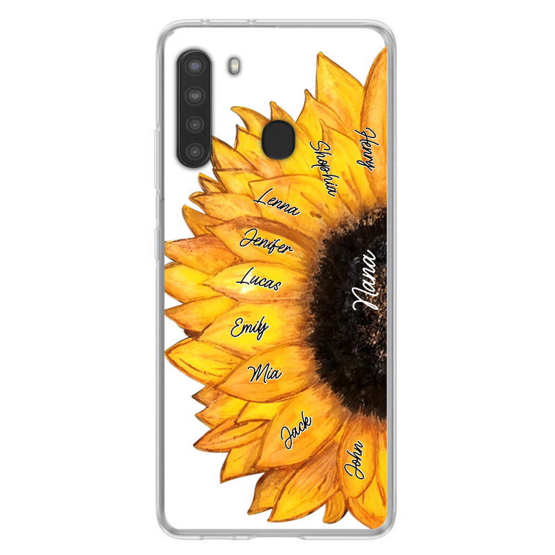 Personalized Sunflower Grandma Phone Case - Up to 9 Kids - Mother's Day Gift Idea for Mom/Grandma