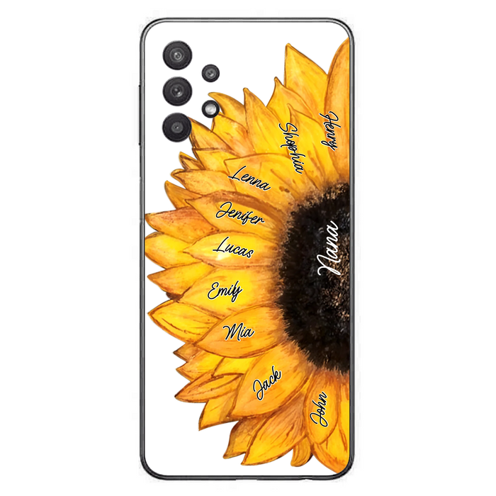 Personalized Sunflower Grandma Phone Case - Up to 9 Kids - Mother's Day Gift Idea for Mom/Grandma