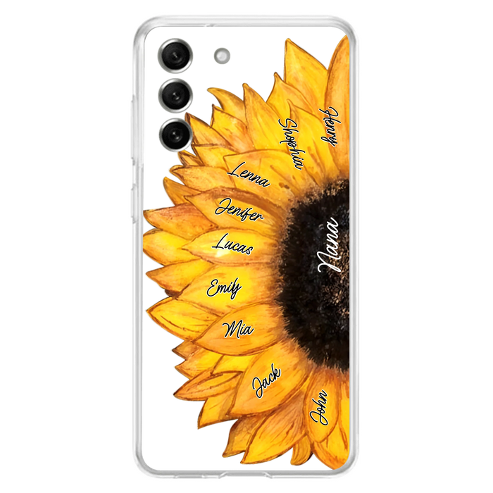 Personalized Sunflower Grandma Phone Case - Up to 9 Kids - Mother's Day Gift Idea for Mom/Grandma