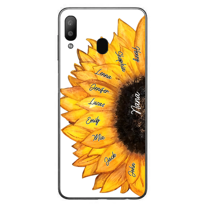 Personalized Sunflower Grandma Phone Case - Up to 9 Kids - Mother's Day Gift Idea for Mom/Grandma