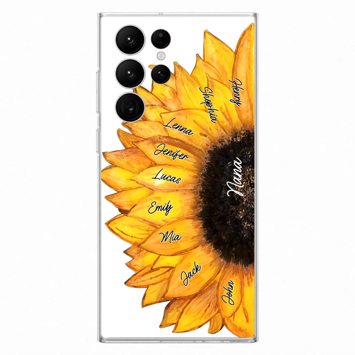 Personalized Sunflower Grandma Phone Case - Up to 9 Kids - Mother's Day Gift Idea for Mom/Grandma