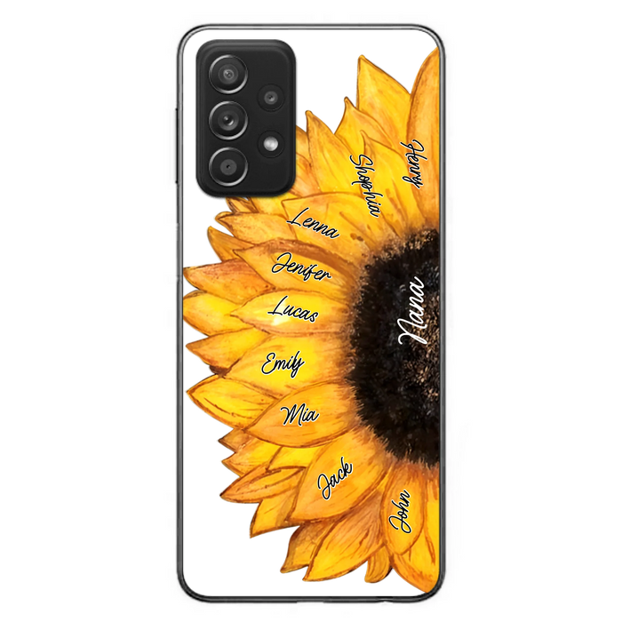 Personalized Sunflower Grandma Phone Case - Up to 9 Kids - Mother's Day Gift Idea for Mom/Grandma