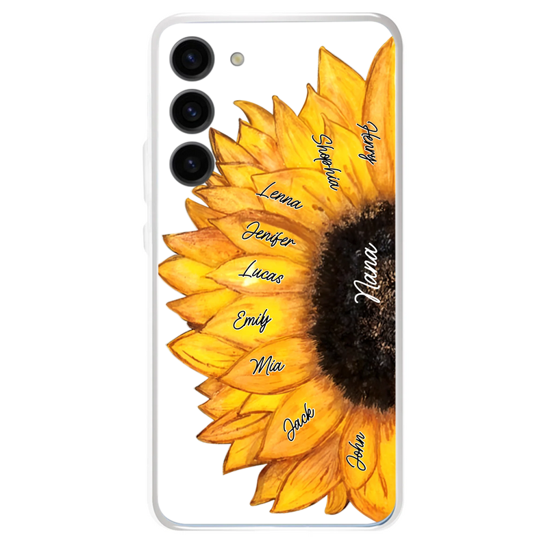 Personalized Sunflower Grandma Phone Case - Up to 9 Kids - Mother's Day Gift Idea for Mom/Grandma