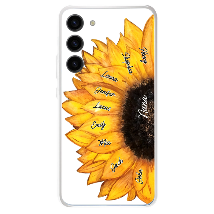 Personalized Sunflower Grandma Phone Case - Up to 9 Kids - Mother's Day Gift Idea for Mom/Grandma