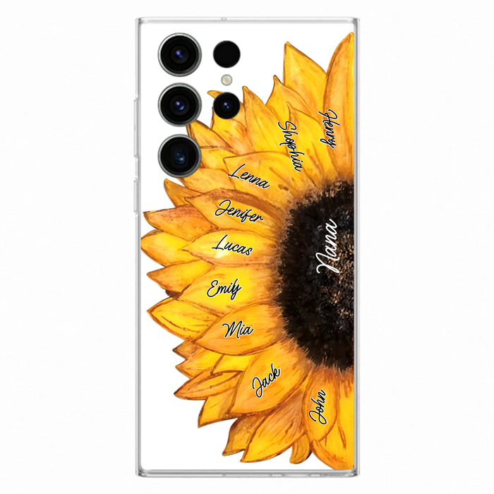 Personalized Sunflower Grandma Phone Case - Up to 9 Kids - Mother's Day Gift Idea for Mom/Grandma
