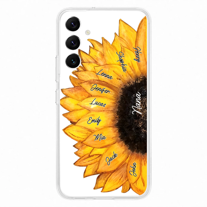 Personalized Sunflower Grandma Phone Case - Up to 9 Kids - Mother's Day Gift Idea for Mom/Grandma