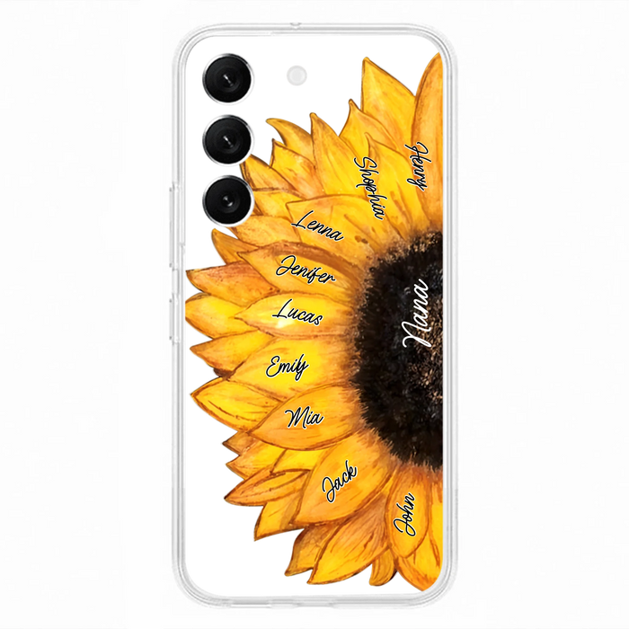 Personalized Sunflower Grandma Phone Case - Up to 9 Kids - Mother's Day Gift Idea for Mom/Grandma