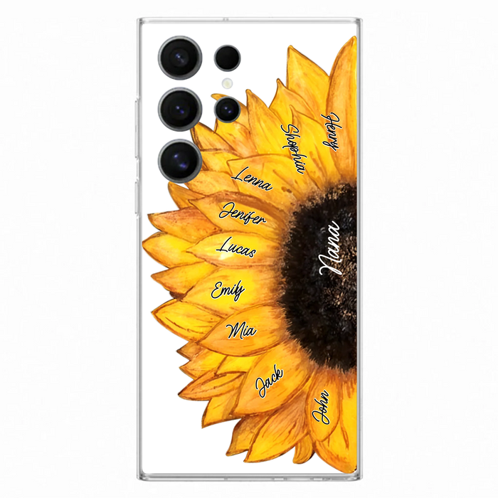Personalized Sunflower Grandma Phone Case - Up to 9 Kids - Mother's Day Gift Idea for Mom/Grandma