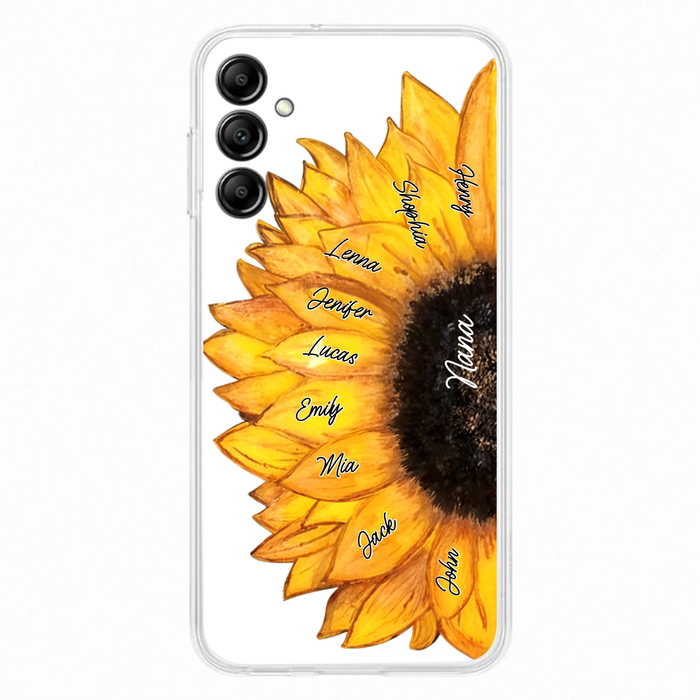 Personalized Sunflower Grandma Phone Case - Up to 9 Kids - Mother's Day Gift Idea for Mom/Grandma