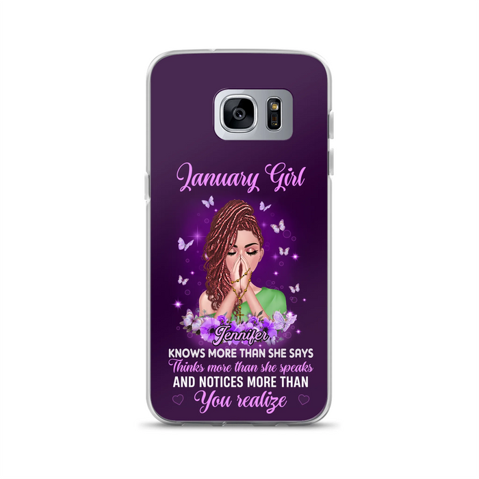 Custom Personalized Birthday Girl iPhone/ Samsung Phone Case - Gift Idea For Girl/ Friend/ Daughter - Knows More Than She Says