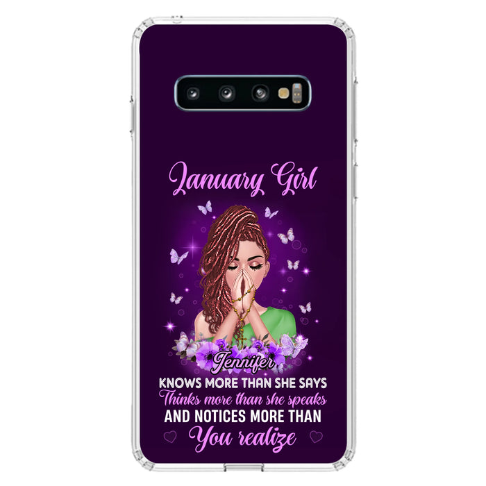 Custom Personalized Birthday Girl iPhone/ Samsung Phone Case - Gift Idea For Girl/ Friend/ Daughter - Knows More Than She Says