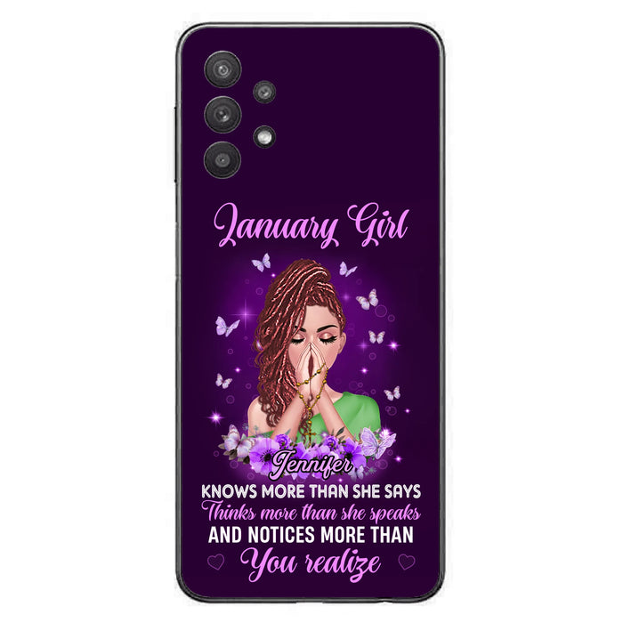 Custom Personalized Birthday Girl iPhone/ Samsung Phone Case - Gift Idea For Girl/ Friend/ Daughter - Knows More Than She Says