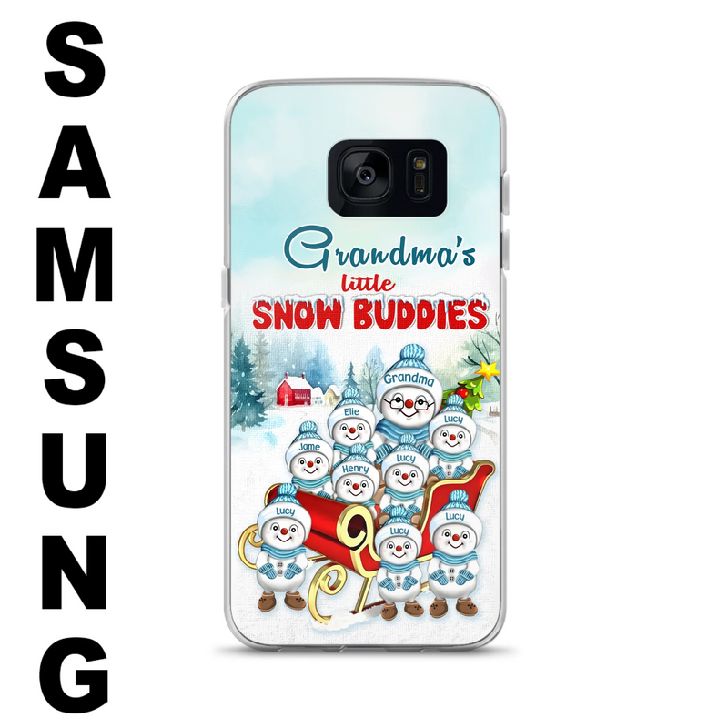 Personalized Grandma Phone Case - Christmas Gift Idea For Grandma - Up to 8 Grandkids - Case For iPhone/ Samsung - Grandma's Little Snow Buddies