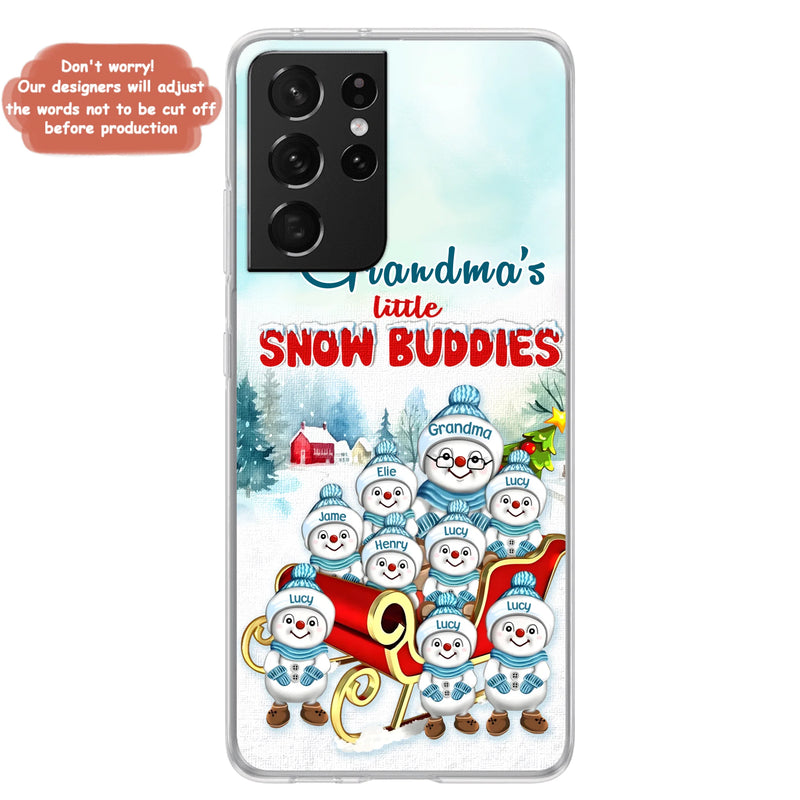 Personalized Grandma Phone Case - Christmas Gift Idea For Grandma - Up to 8 Grandkids - Case For iPhone/ Samsung - Grandma's Little Snow Buddies