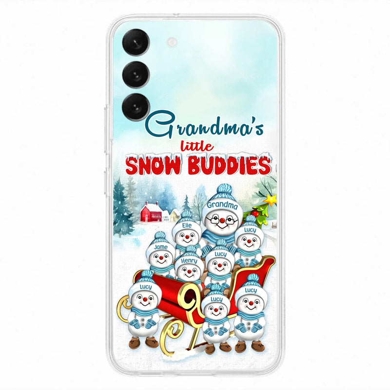 Personalized Grandma Phone Case - Christmas Gift Idea For Grandma - Up to 8 Grandkids - Case For iPhone/ Samsung - Grandma's Little Snow Buddies