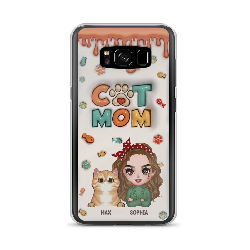 Personalized Cat Mom iPhone/Samsung Phone Case - Christmas Gift Idea For Cat Lover - Up to 4 Cats