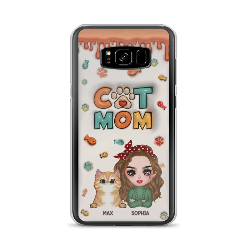 Personalized Cat Mom iPhone/Samsung Phone Case - Christmas Gift Idea For Cat Lover - Up to 4 Cats