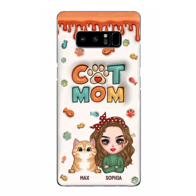 Personalized Cat Mom iPhone/Samsung Phone Case - Christmas Gift Idea For Cat Lover - Up to 4 Cats