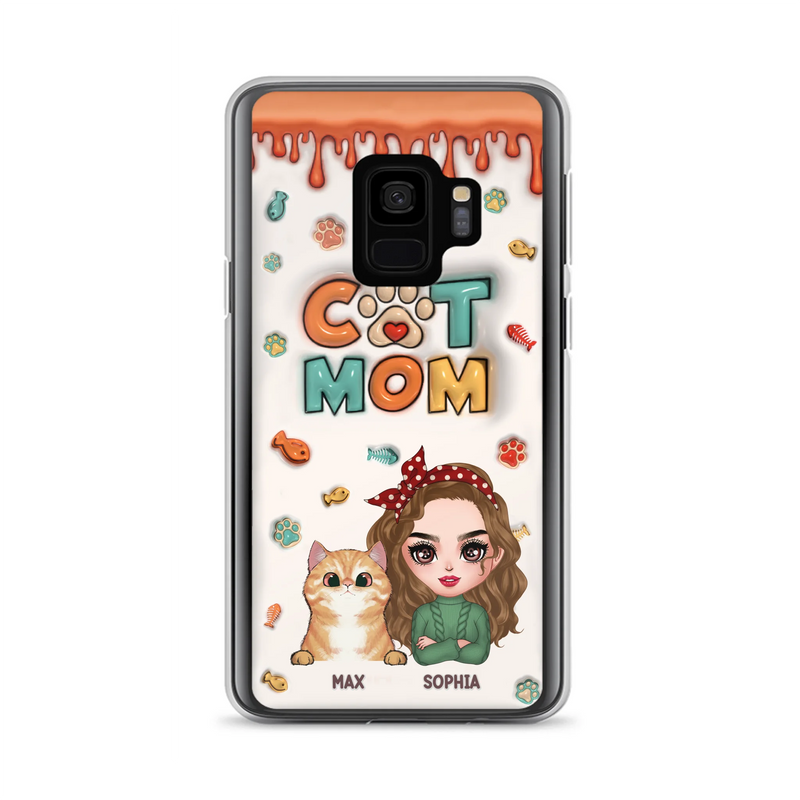 Personalized Cat Mom iPhone/Samsung Phone Case - Christmas Gift Idea For Cat Lover - Up to 4 Cats
