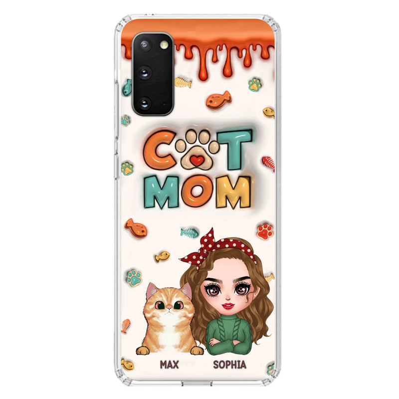 Personalized Cat Mom iPhone/Samsung Phone Case - Christmas Gift Idea For Cat Lover - Up to 4 Cats