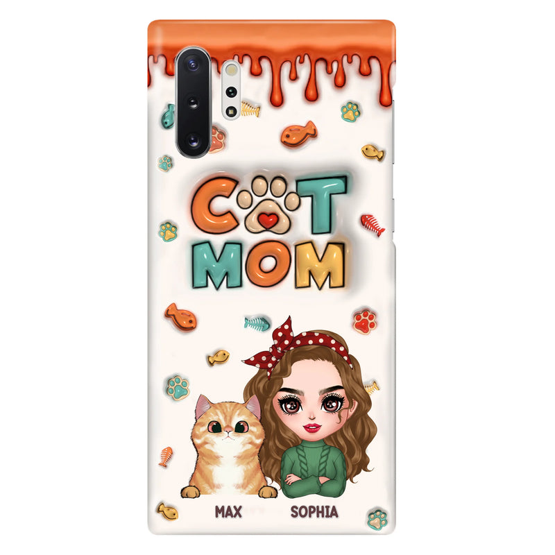 Personalized Cat Mom iPhone/Samsung Phone Case - Christmas Gift Idea For Cat Lover - Up to 4 Cats
