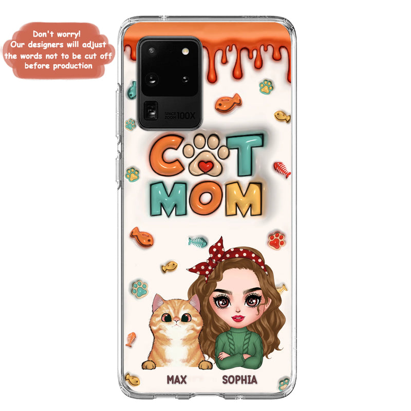 Personalized Cat Mom iPhone/Samsung Phone Case - Christmas Gift Idea For Cat Lover - Up to 4 Cats