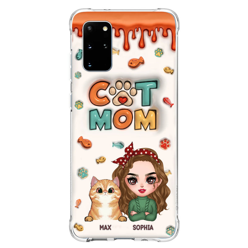 Personalized Cat Mom iPhone/Samsung Phone Case - Christmas Gift Idea For Cat Lover - Up to 4 Cats