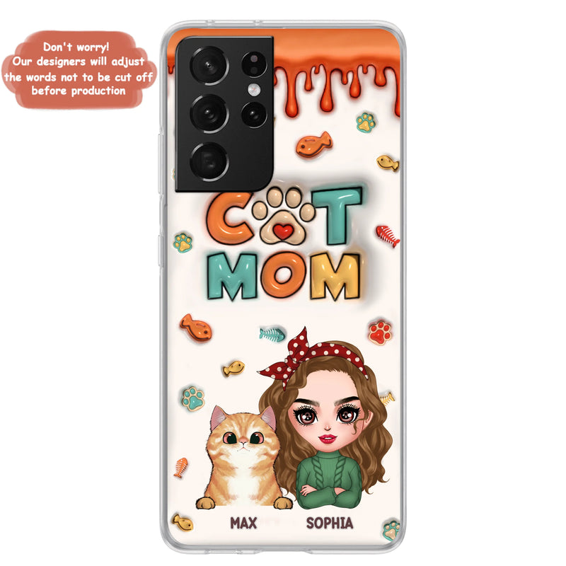 Personalized Cat Mom iPhone/Samsung Phone Case - Christmas Gift Idea For Cat Lover - Up to 4 Cats