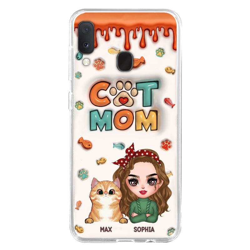 Personalized Cat Mom iPhone/Samsung Phone Case - Christmas Gift Idea For Cat Lover - Up to 4 Cats