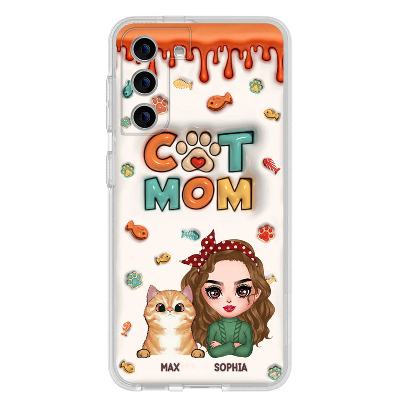 Personalized Cat Mom iPhone/Samsung Phone Case - Christmas Gift Idea For Cat Lover - Up to 4 Cats