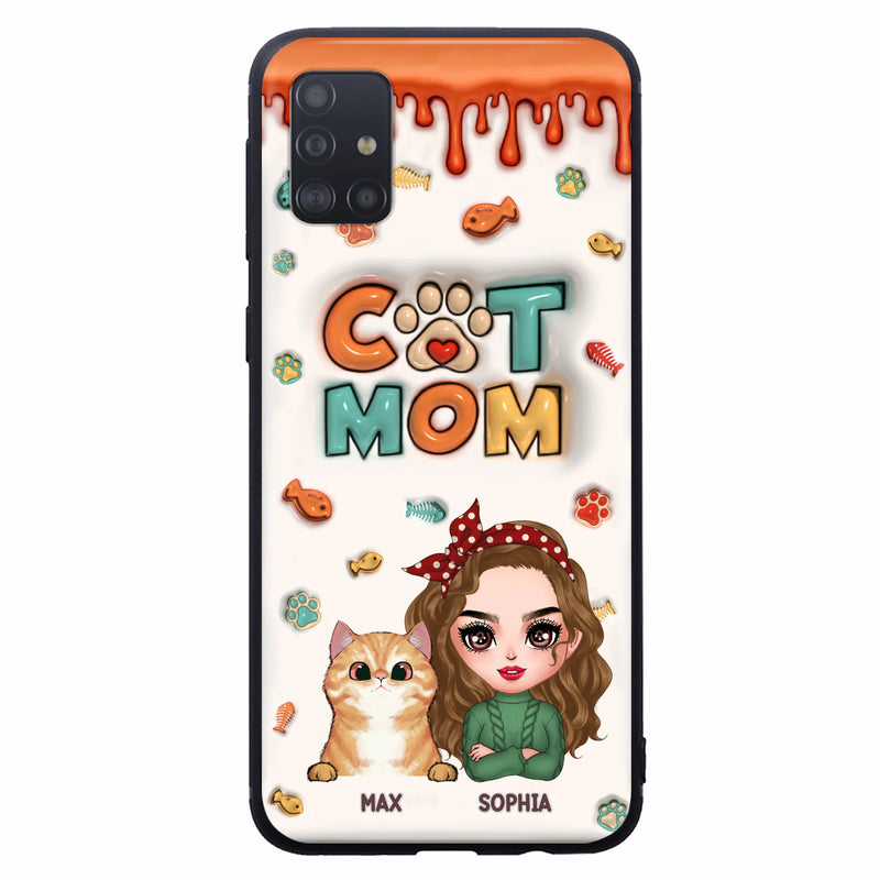 Personalized Cat Mom iPhone/Samsung Phone Case - Christmas Gift Idea For Cat Lover - Up to 4 Cats