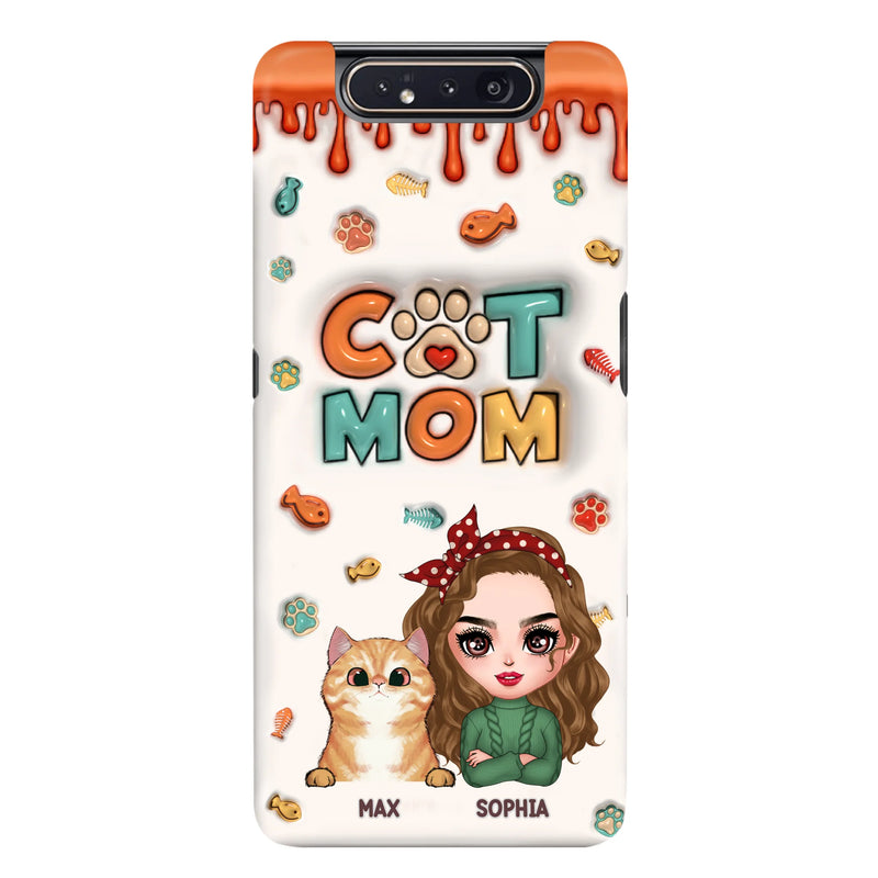 Personalized Cat Mom iPhone/Samsung Phone Case - Christmas Gift Idea For Cat Lover - Up to 4 Cats