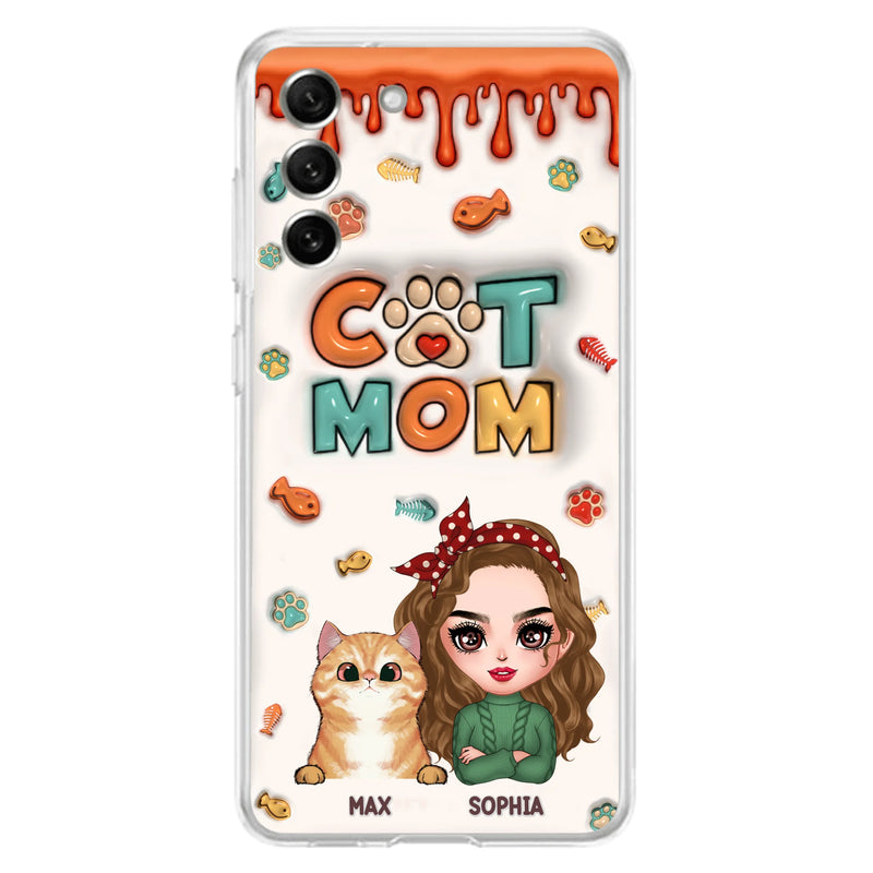 Personalized Cat Mom iPhone/Samsung Phone Case - Christmas Gift Idea For Cat Lover - Up to 4 Cats